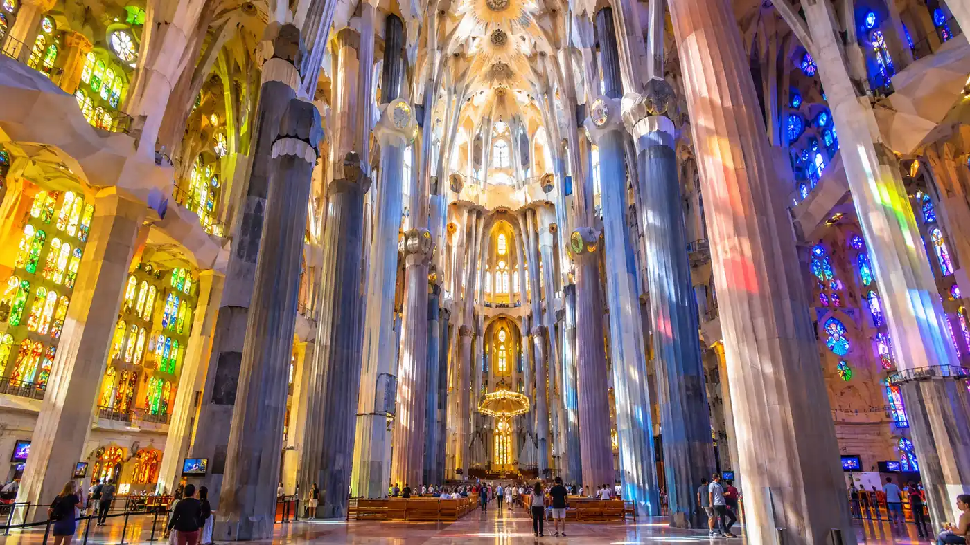 Inside Sagrada Familia: Interior, Stained Glass & Ceiling